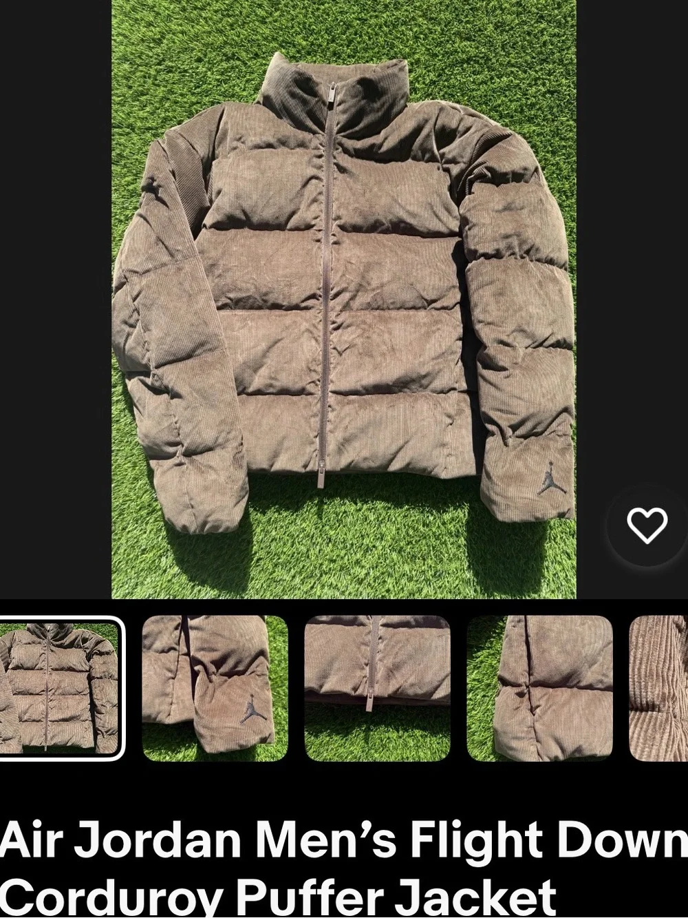 Air Jordan Men’s Flight Down Corduroy Puffer Jacket  HV0536-237 Size S-XXL